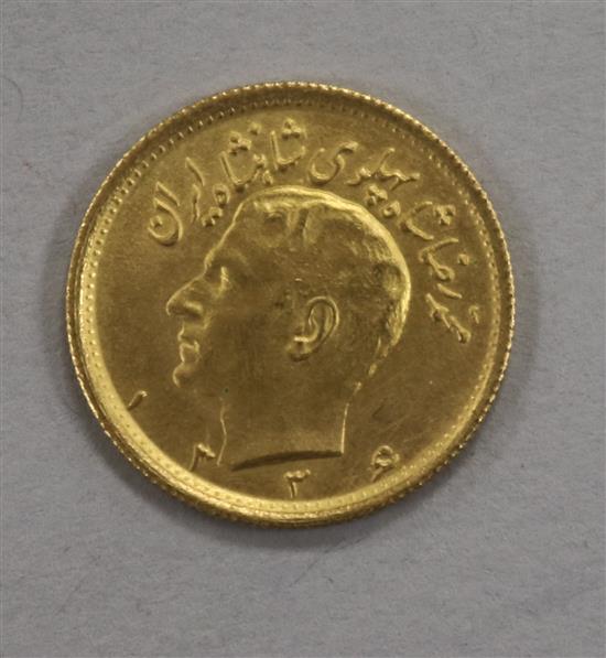 An Iranian Half Pahlavi gold coin, 4.06g, GVF